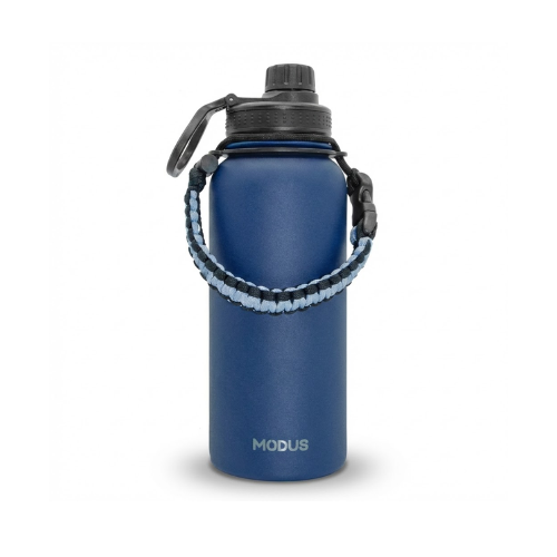 Garrafa de Água Isolada em Aço Inoxidável à Vácuo com Boca Larga, Tampa com Bico Antivazamento e Cordão - 1000ml