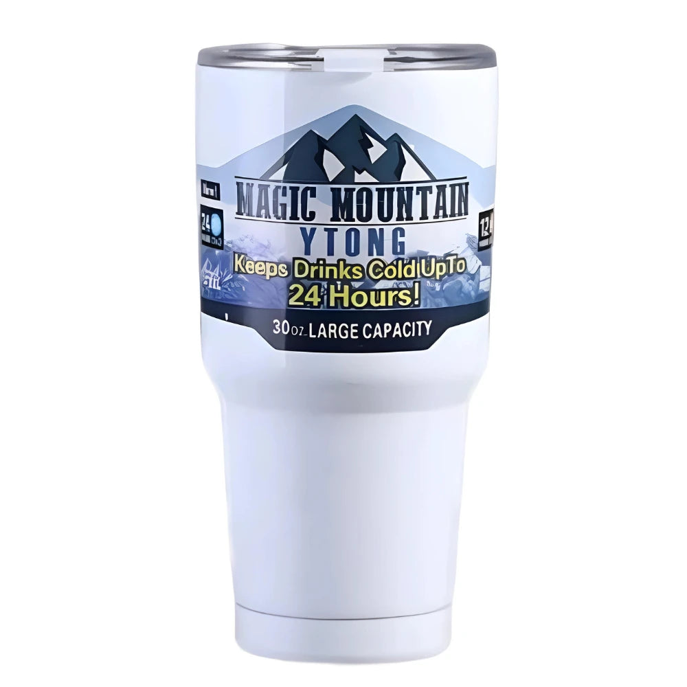 Copo Térmico Magic Mountain em Aço Inoxidável com Camada Dupla e Canudo - 990ml