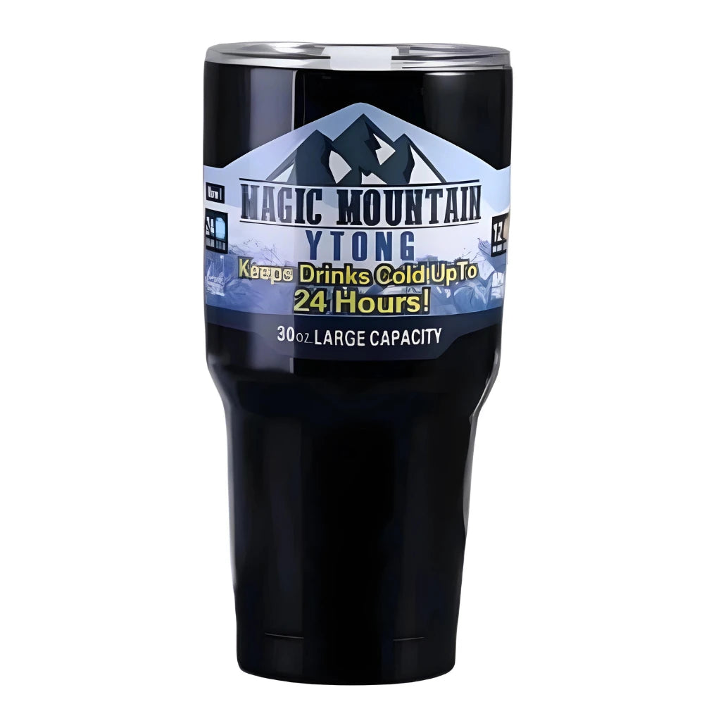 Copo Térmico Magic Mountain em Aço Inoxidável com Camada Dupla e Canudo - 990ml