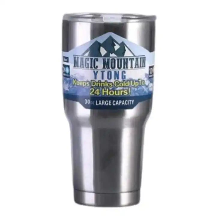 Copo Térmico Magic Mountain em Aço Inoxidável com Camada Dupla e Canudo - 990ml