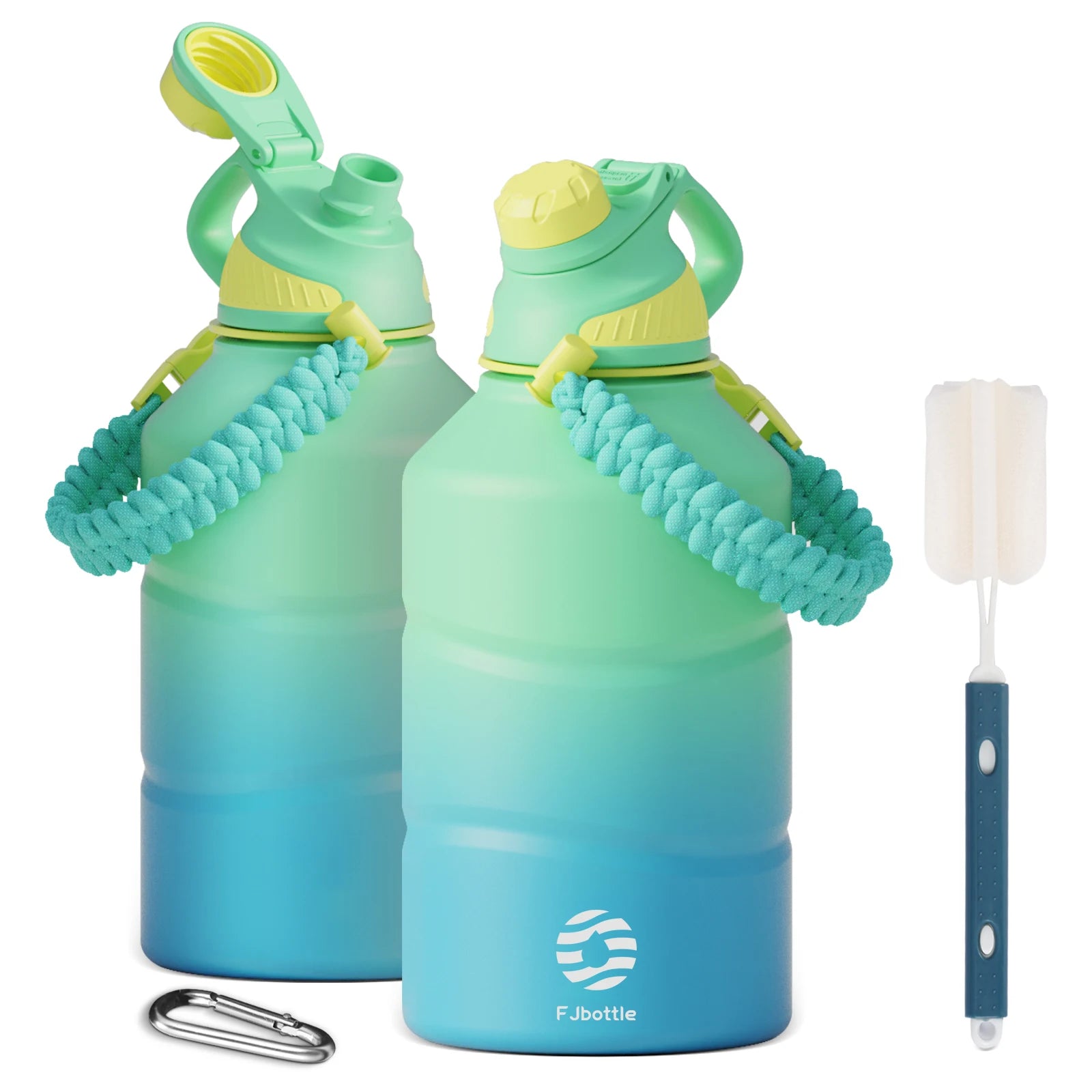 Garrafa Térmica em Aço Inoxidável de Grande Capacidade com Isolamento à Vácuo e Cordão para Academia - 1,9L