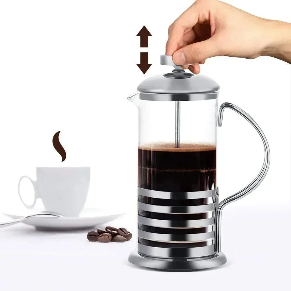 Portable French Press Coffee Maker Stainless Steel Coffee Percolator Durable Heat Resistant Glass For Kitchen Travel Camping