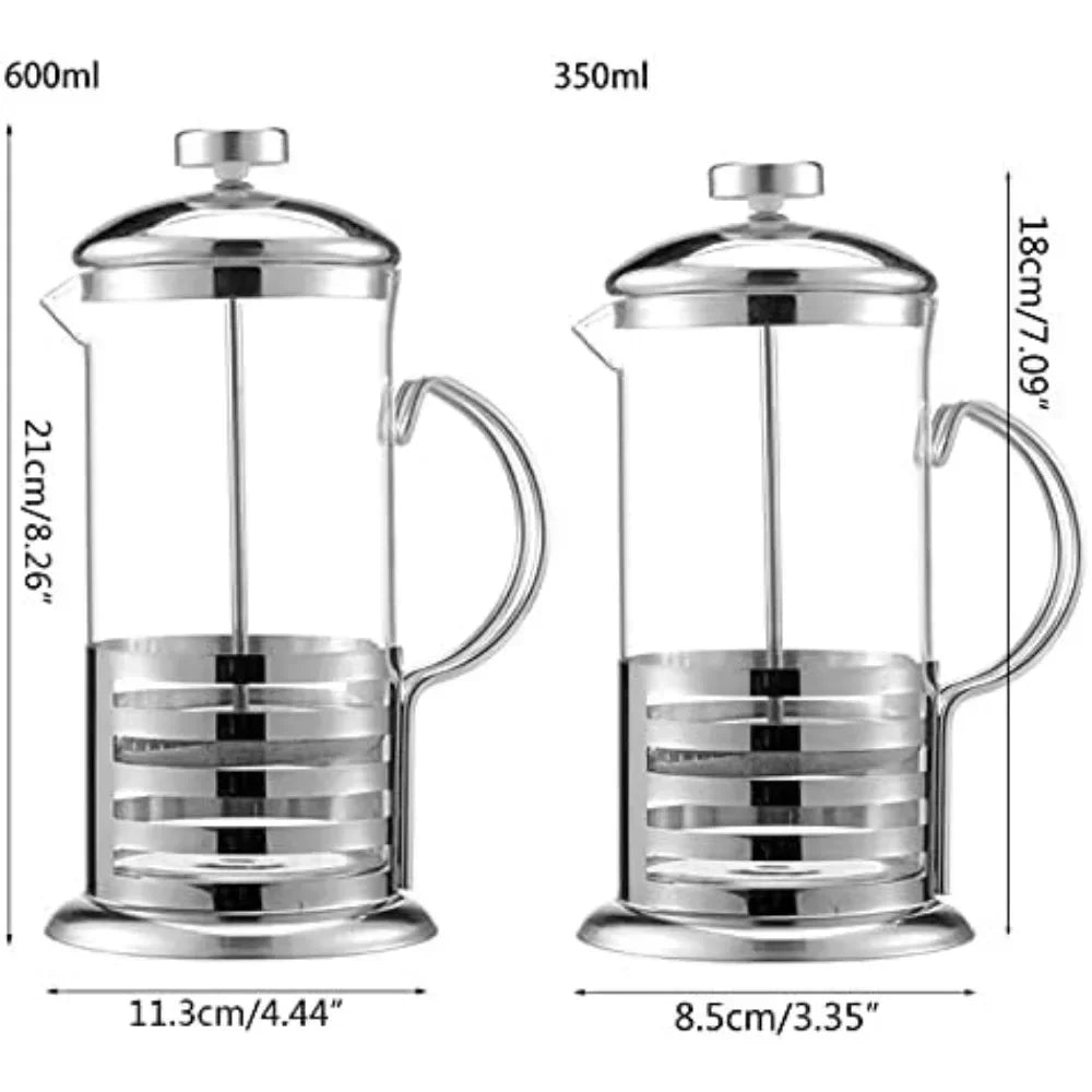 Portable French Press Coffee Maker Stainless Steel Coffee Percolator Durable Heat Resistant Glass For Kitchen Travel Camping