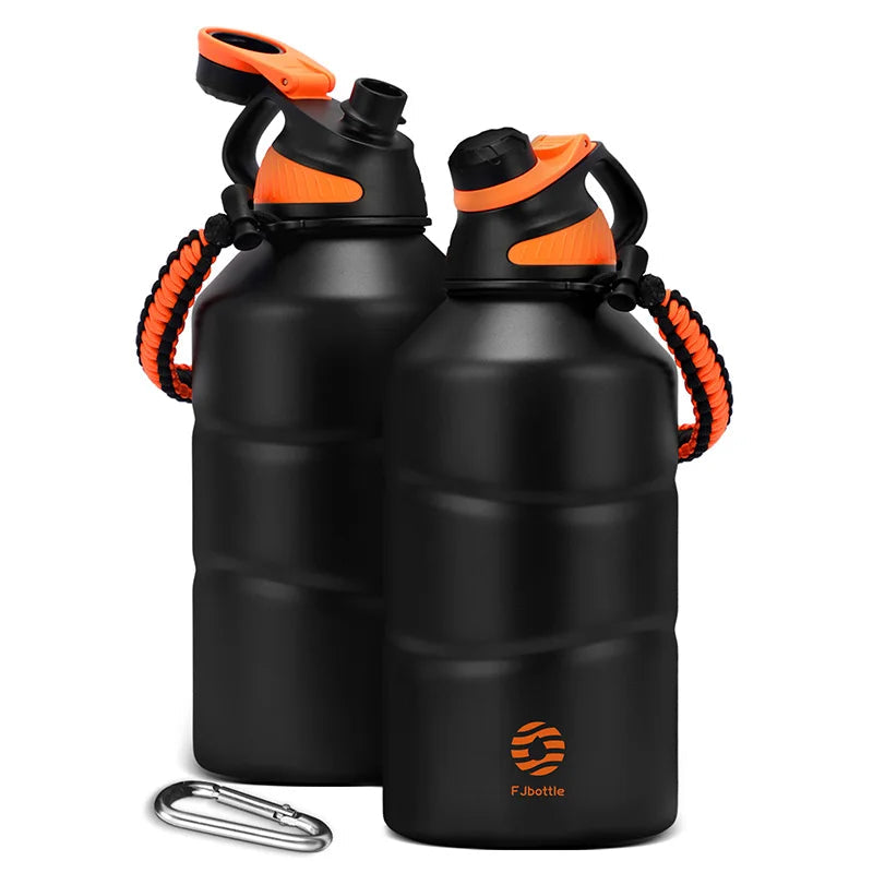 Garrafa Térmica em Aço Inoxidável de Grande Capacidade com Isolamento à Vácuo e Cordão para Academia - 1,9L