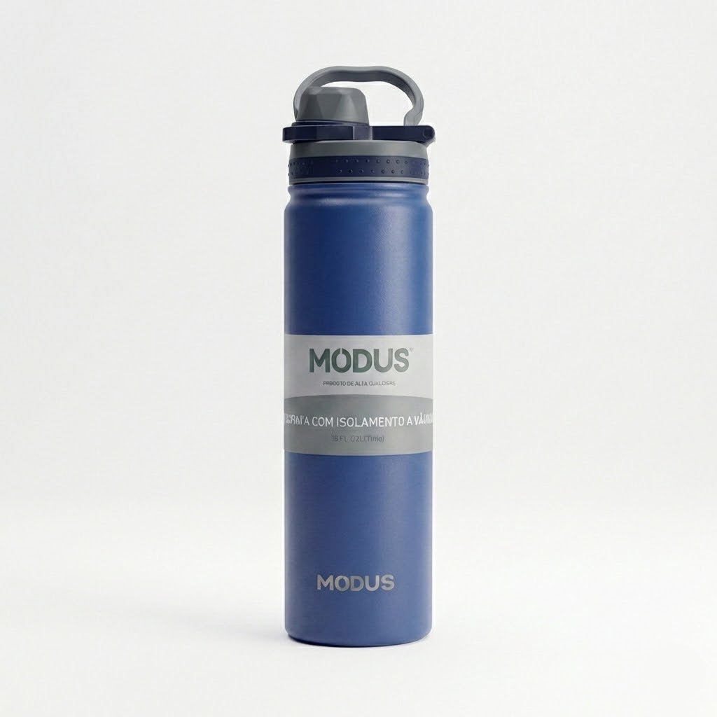 Garrafa Térmica Modus em Aço Inoxidável com Canudo, Isolamento Térmico para Carro e Esportes ao Ar Livre - 750ml